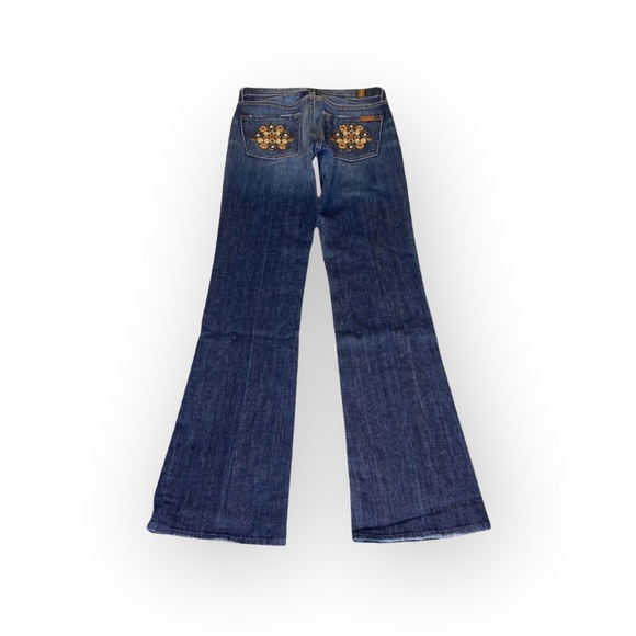 new 7 For All Mankind® ☯︎︎ Medallion Embroidered Bootcut Jeans ☯︎︎ Dark Denim 25 - Picture 4 of 16